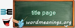WordMeaning blackboard for title page